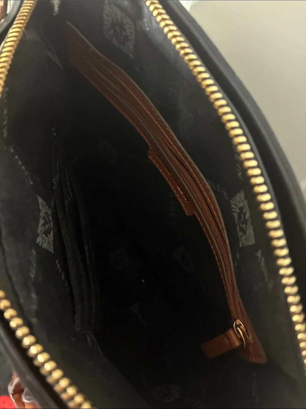 Anne Klein Black and Brown Two-Tone Dome Satchel